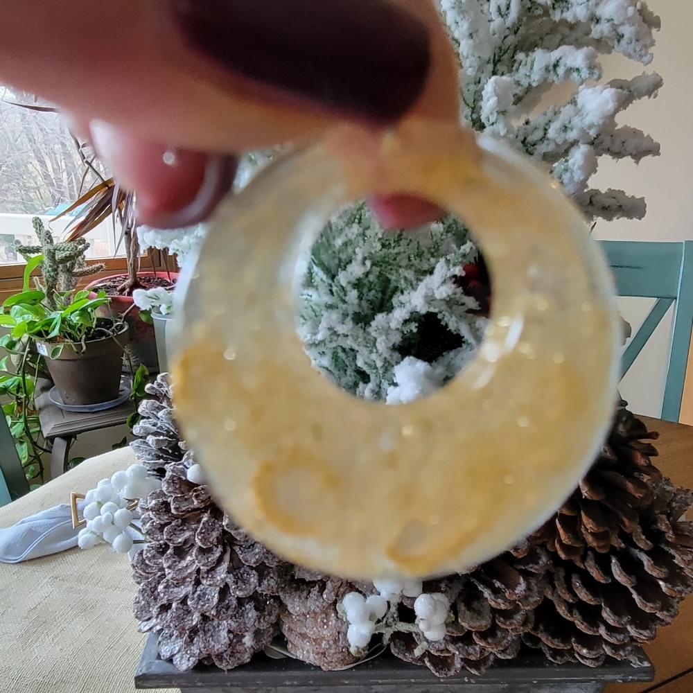 Resin earrings.  Gold in color, silver hardware - Picture 2 of 6